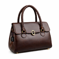 Tas Selempang Kulit Asli Anti Air Warna Cokelat Tua Dua Pegangan, Custom Logo OEM/ODM Guangzhou China, Unisex