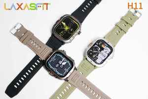 Montre connectée de sport H11 pour hommes, écran IPS, bracelet en caoutchouc, charge sans fil, moniteur de fréquence cardiaque, appels Bluetooth, lampe torche intégrée - Product Image 5