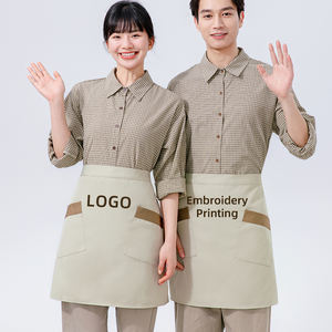 Usine en gros imperméable à l'eau toile résistant à l'huile demi tablier essuyer les mains Logo personnalisé tablier <span class=keywords><strong>maison</strong></span> cuisine tablier - Product Image 1