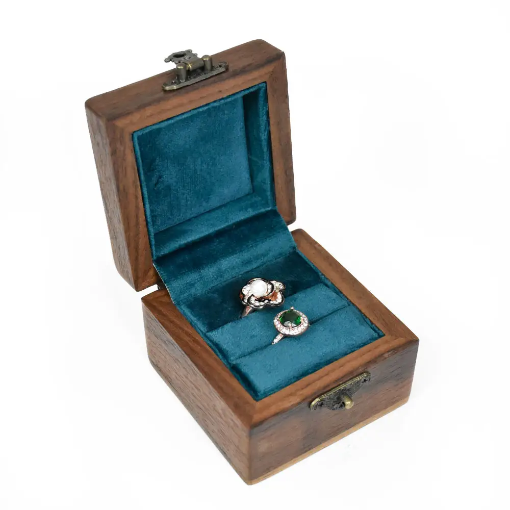 Caja de joyería personalizada, embalaje de anillo de terciopelo, caja organizadora de regalo de joyería de madera personalizada con logo portátil, cajas pequeñas de viaje para joyería