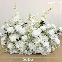 Bruiloft Tropische 50cm Witte Bruiloft Vloerbloemen Perzik Pluizige Zijden Bloemenrijen voor Vloer Hortensia Bloemen Gangarrangement