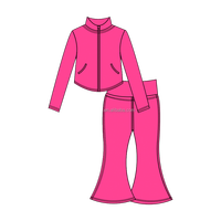 Bonne qualité adolescente Yoga deux pièces ensemble avec Double poches taille haute conception évasée Gym Legging pantalon ensemble tenues personnalisées