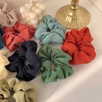 Set Ikat Rambut Kuncir Kuda Berkualitas Tinggi, Ukuran Besar, Warna Solid, Bahan Kain, untuk Wanita