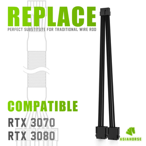 Asiahorse Tùy Biến Mod PSU Tay Áo Đóng Ống Đồng Bên Trong Core 12pin 18AWG 350Mm Splitter Cáp Cho Đồ Họa Adapter Trong Kho - Product Image 5