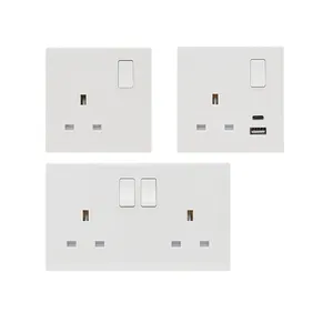 Interruptor liga/desliga elétrico britânico de parede, tomada padrão do Reino Unido, tomada USB