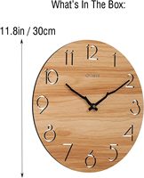 Jam Dinding Analog Quartz Modern Motif Cincin Kayu Tahunan-12 Inci, Jam Jarum Senyap Bertenaga Baterai, Gaya Antik untuk Ruang Tamu Victor ASW
