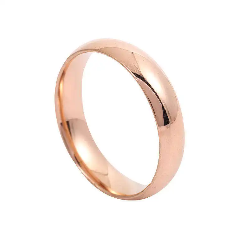 Cincin modis minimalis baja tahan karat 18k berlapis emas pita tipis dapat ditumpuk cincin pernyataan jari wanita
