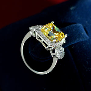 925 Sterling Silber Gelb Princess Cut Zirkonia CZ Versprechen Verlobung sring - Product Image 4