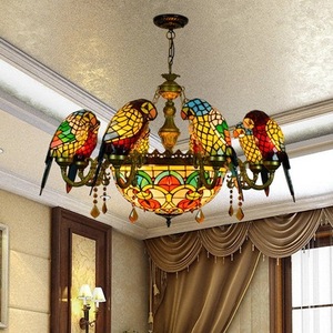 2021 Cá Nhân Tiffany Stained Glass <span class=keywords><strong>Parrot</strong></span> LED <span class=keywords><strong>Chandelier</strong></span> Đối Với Nhà Hàng & Bar Trang Trí Chiếu Sáng Đèn Chùm Trần Sang Trọng - Product Image 6