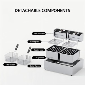 ماكينة القلي العميق التجارية الكهربائية 6L + 6L للمطبخ من الفولاذ المقاوم للصدأ ، ماكينة أوتوماتيكية - Product Image 5