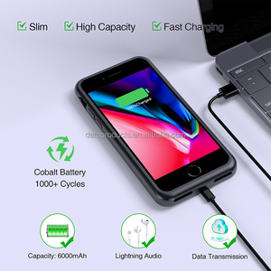 6000 mah ultra-dünne Silizium-TPU-Telefongehäuse-Leistungsbatterie für <span class=keywords><strong>iPhone</strong></span> 6/6S/<span class=keywords><strong>7</strong></span>/8/SE/SE2/SE3 Led Oberfläche kratzschutz - Product Image 2