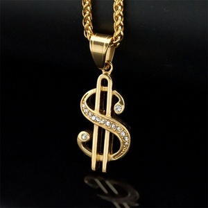 Fashion <b>Iced</b>-<b>out</b> Sign Cool Diamond Jewelry Charm Stainless Steel Zircon Dollar Hiphop Pendant Necklace - Product Image 6