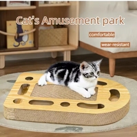 Planche à gratter interactive en carton ondulé pour chat avec balles à clochettes roulantes, arche de jeu pour chat, boîte d'activités, tapis à gratter pour chat