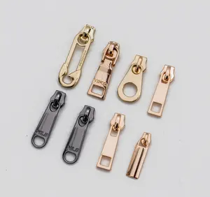 Wholesale Custom Gold Bag Zip Pulls Zipper Puller Brand Logo Engraved Metal #5 Zipper Pulls For Handbags Purse