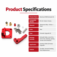 Kit d'extrudeur à engrenage unique MK8 en aluminium rouge, pièces d'imprimante 3D avec ressort de tension et bloc d'alimentation Bowden pour les séries Ender 3 CR10