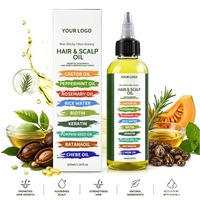 Minyak Rambut dan Kulit Kepala Anti Patah, Pelindung Panas, dengan Air Beras, Rosemary, Castor, Batana, Biji Labu, Peppermint, Minyak Chebe, dan Biotin