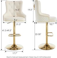 Tabouret de bar blanc HANYEE avec dossier en forme de tête de lion dorée, hauteur réglable, pivotant, pour îlot de cuisine