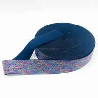 Bande élastique pour sous-vêtements, ceinture de taille, 1/1,5 pouce, fabrication sur mesure, jacquard tissé, logo coloré, paillettes dorées métalliques brillantes