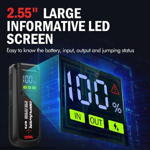 เครื่องจั๊มสตาร์ทรถยนต์แบบพกพา dbpower 2000A สูงสุดเครื่องมือฉุกเฉินแบตเตอรี่ลิเธียม12V สำหรับเครื่องยนต์ดีเซล6.5L ก๊าซและ8.0L สูงสุด - Product Image 4