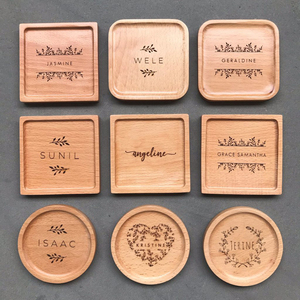 Wholesale Custom Factory OEM Bamboo Drink Coaster Walnut Wooden Coaster Beech Coasters for Coffee Cup