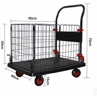 Chariot pliable en fil métallique noir, capacité de charge de 300 kg, robuste, 4 roues, chariot utilitaire portable, entrepôt, épicerie, camping, OEM Saituo