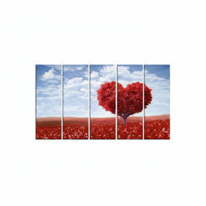 Heart Tree <b>Canvas</b> Print: Modern Tempered Glass <b>Wall</b> Art,SET OF 5 <b>CANVAS</b> - Product Image 2