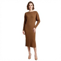 Robe fourreau Miyake automne à manches chauve-souris et col rond, haut de gamme, pour femme, qui flattere la silhouette, idéale pour le bureau ou les occasions décontractées, lavable
