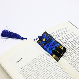 Marcapáginas de Metal de Acero Inoxidable SS con Diseño de Luna y Cielo Translúcido, para Amantes de la Lectura, con Borla de Cordón - Product Image 1