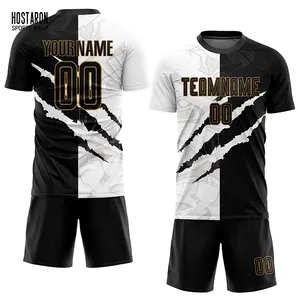 HOSTARON Personalized Fashion Sublimation Custom Football Jersey Shirt Sets Design Mens Colorful Black And White Soccer Uniform