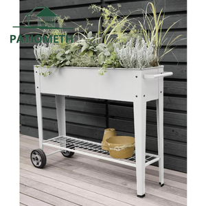 <span class=keywords><strong>Jardinière</strong></span> <span class=keywords><strong>sur</strong></span>élevée en métal à montage facile <span class=keywords><strong>sur</strong></span> <span class=keywords><strong>roulettes</strong></span>, bac à plantes mobile pour légumes et fleurs, structure extérieure durable et étanche - Product Image 3