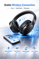 Headphone ANC BT Lipat Nyaman dengan Layar Digital, Tahan Air, Berbahan Kulit untuk Olahraga