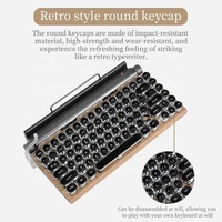 Retro Punk Mechanical Keyboard 83key Typewriter BT Mechanical Wireless Keyboard Punk Round Keycaps Customizable Spanish Keyboard