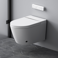 Toilettes intelligentes murales européennes avec bidet électrique intelligent et réservoir d'eau dissimulé, à sortie verticale (P-trap)