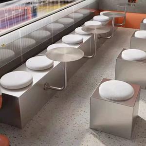 Sofá Moderno de Acero Inoxidable con Respaldo Alto - Conjunto de Bancos Largos para Comedor, Muebles para Restaurantes, Cafeterías y Tiendas de Dulces - Product Image 2