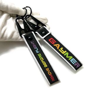 Luxury Custom Logo High-Strength Fabric Woven Keychain Short Jacquard Carabiner Wrist <b>Lanyard</b> - Product Image 1