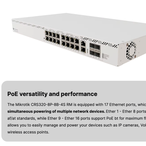 เราเตอร์ Mikrotik CRS320-8P-8B-4S+RM Cloud Router Switch Gigabit Ethernet PoE++ RouterOS 16 พอร์ต ความจุ 2.56 Tbps แบบ Full-Duplex - Product Image 4