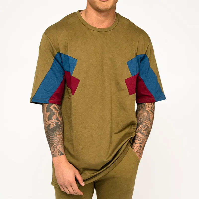 men oversized color block swag style custom tee shirt