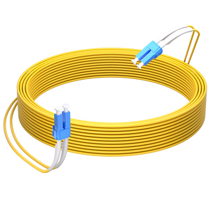 Cavo Patch in Fibra Ottica da 1m (3ft) 2 Fibre LC UPC Duplex a LC UPC Duplex Single Mode (OS2) Riser (OFNR) 2.0mm con Buffer Stretto Giallo - Product Image 1