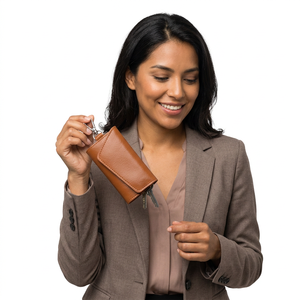 Estuche para Llaves de Cuero Genuino Personalizable al por Mayor, Impermeable, con Cierre de Cremallera, Accesorio de Moda Directo de Fábrica - Product Image 4