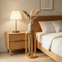 Table sur pied minimaliste artisanale, table d'appoint en bois massif, table d'appoint marron naturel