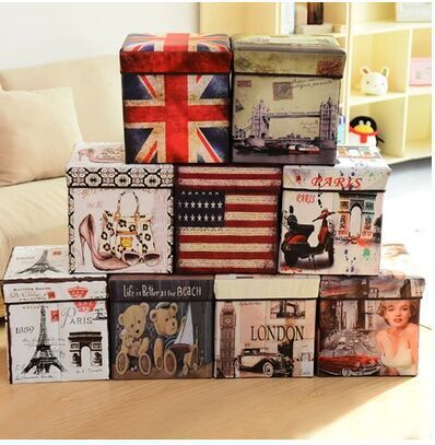 Fabric Covered Cardboard Storage Box Home Storage and Organization foldable laundry basket household