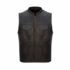 Chaleco de moto de cuero a la moda para hombre hecho a medida SOA Biker Group chaleco estilo Casual Fit producto de Venta caliente de alta calidad - Product Image 1