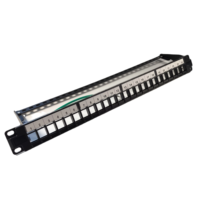 Panel Patch Kosong 24 Port 1U FTP Tanpa Modul untuk Jack Keystone CAT6/CAT6A/CAT7/CAT8