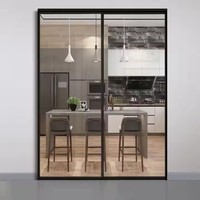 Porte coulissante sans cadre de conception minimale avec verre en aluminium plexiglas cadre de porte intérieur étroit par matériau principal
