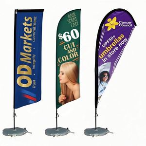 Drapeau à plumes en polyester imprimé recto-verso pour festival promotionnel en extérieur, avec mât en fibre de verre, impression numérique, conception de logo personnalisée - Product Image 3