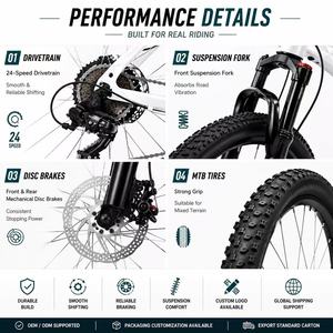 Vélo <span class=keywords><strong>de</strong></span> sport léger en aluminium 27 vitesses avec double disque et suspension <span class=keywords><strong>de</strong></span> fourche, capacité 200 kg, alliage 8808-1. Ultra-léger <span class=keywords><strong>Allo</strong></span> - Product Image 3