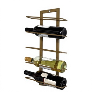 Porte-bouteilles mural à étages, design courbé, finition or antique, gain de place, support de rangement pour bouteilles - Product Image 3