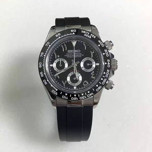Modified Vk63 Movement Chronograph Rubber and Stainless Steel <b>Watch</b> with Luxuryminous OYSTE PERPETUAL DATE Crystal - Product Image 4
