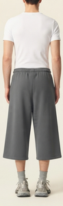 Shorts en maille décontractés pour hommes, gris uni, en coton écologique, respirants, style urbain, avec cordon de serrage, taille mi-haute - Product Image 3
