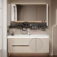 Meuble sous lavabo avec miroir LED intelligent Combinaison de plaques de roche pour lavabo au sol en verre pour armoire pour salle de bain